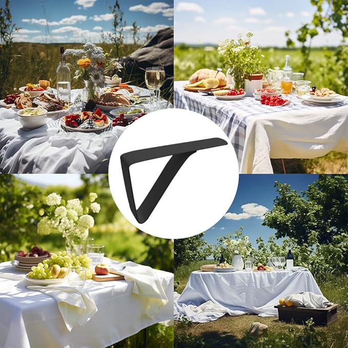 Large Tablecloth Clips Stainless Steel Rust Proof Table Cloth Clips Table Clips for Home, Restaurants, Picnic, Party, Dining Tables - Fits Up to 2.6 Inch Thick Tables 4pcs Black