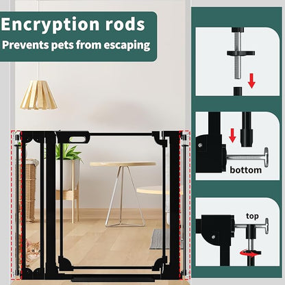 Clear Baby Gate for Stairs,57.87-66.14" Wide, Auto Close Acrylic Pet Gate, Pressure Mounted Clear Dog gate for Doorways, Safety Baby Gate, Indoor, Hallway, Kitchen,Black