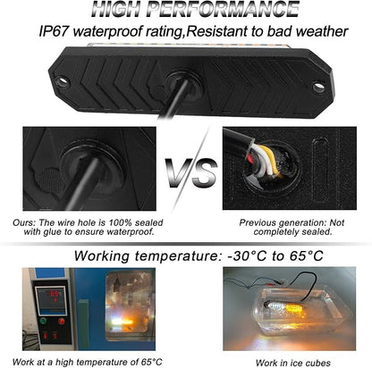 ASPL 8pcs Sync Feature Ultra Slim 12-LED Surface Mount Flashing Strobe Lights for Truck Car Vehicle LED Mini Grille Light Head Emergency Beacon Hazard Warning Lights (Amber/White)