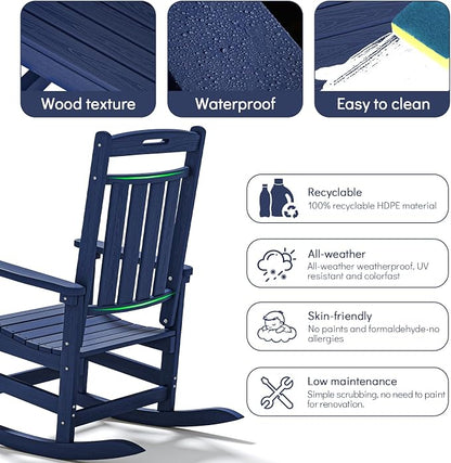 Oversized HDPE Outdoor Rocking Chair Set of 2, All-Weather, Extra Large & Extra - Image 7