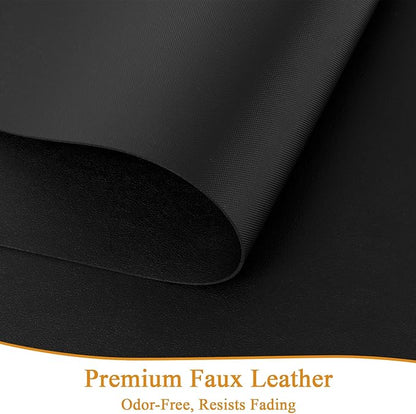 SHACOS Placemats Set of 6 Faux Leather Waterproof Leakproof Wipeable PU Non-Slip Vinyl Place Mats Heat Resistant Table Mats for Kitchen Dining Table Indoor Outdoor, Black