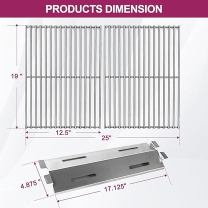 17 1/8" Stainless Steel 93281 Heat Plates and 19" Grill Grate Replacement Parts for Bakers and Chefs Grill Parts GR2039201-BC-00, GD430, ST1017-012939