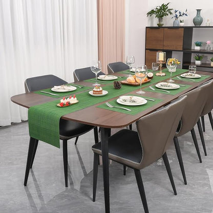 Myir JUN Table Runner, Vinyl Table Runner Indoor 72 Inch Long Arbitrarily Cropped Runner for Table Heatproof for Home Party (Dark Green, 12 x 72 inch)