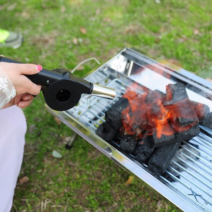 Small Manual Air Blower Hand Crank BBQ Fan Portable Barbecue Air Blower with Handle Grills Charcoal Stove