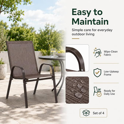 Majnesvon Outdoor Patio Chairs Set of 8, Stackable Patio Chairs, Front Porch - Image 7