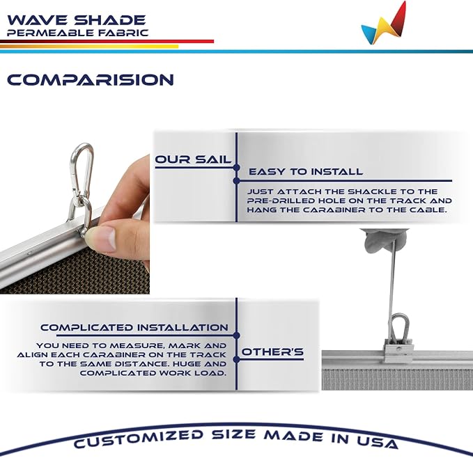 Windscreen4less 4' x 30' Retractable Sun Shade Canopy Cover Sliding Wave Shade - Image 5