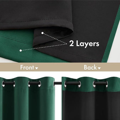 MIULEE Hunter Green 100% Blackout Curtains - Image 3