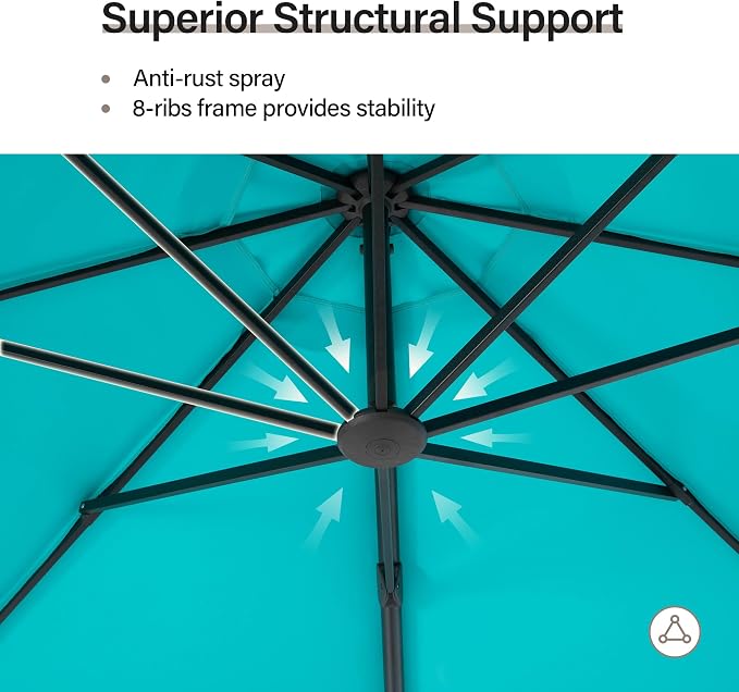 Outdoor Patio Umbrella with Base, 11 FT Deluxe Curvy Cantilever Umbrella Heavy - Image 5