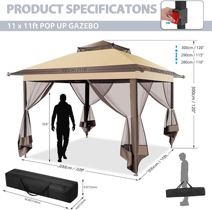 COBIZI Pop Up Gazebo 11x11 Canopy Tent, Outdoor Screened Gazebo Shelter - Image 5