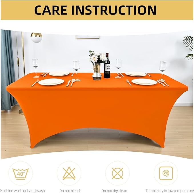 6-Pack 6ft Spandex Table Covers for Rectangle Standard Folding Tables - Wrinkle Resistant Stretch Tablecloths - Ultimate Fitted Table Protector for Parties, Trade Shows, Wedding