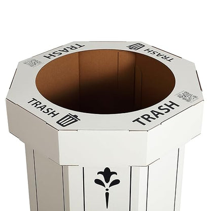 Eyely MPH1301C-SET2 Sal 25-Gallon Disposable Corrugated Cardboard Event Trash Can and Recycling Bin for BBQs, Beach, Parties & Events & Outdoor Activities, Bridal Ivory (Set of 2)