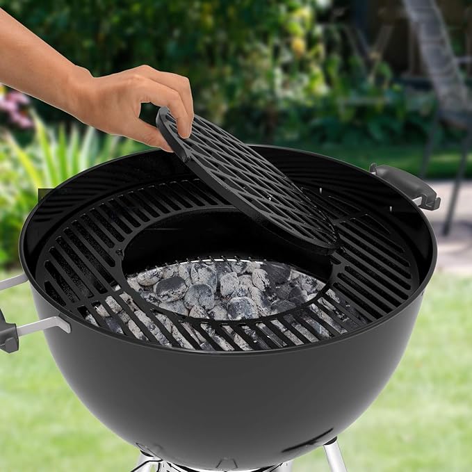 onlyfire Cast Iron Grill Grate Replacement Gourmet BBQ System for Weber 22inch Kettle Charcoal Grills