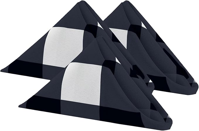 Buffalo Plaid Table Napkins Set of 50 Checkered Cloth Napkins 17x17 inch Washable Dinner Gingham Pattern Napkins Soft Napkins for Wedding Party Dining Banquet(Navy and White)