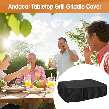 Tabletop Grill Cover for Cuisinart GR-300WSP1 Elite Griddler, Heavy Duty Griddle Cover Waterproof Panini Press Cover - 15" L×17" W×8" H, Black