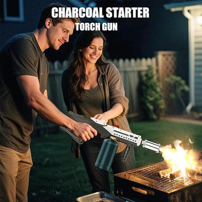 Propane Torch Gun, Powerful Cooking Grill Torch Gun, Adjustable Flamethrower Multi Use Blow Torch for BBQ, Campfire, Charcoal Wood Grills Lighter(Tank Not Included)