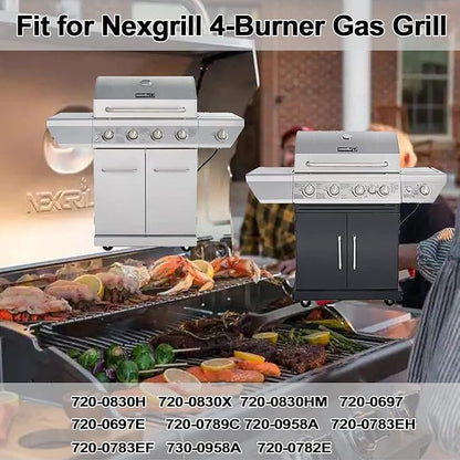 Hisencn Grill Parts for Home Depot Nexgrill 4 Burner 720-0830H, 720-0783E, 5 Burner 720-0888N, 720-0888 Gas Grill Models, 304 Stainless Steel Grill Burner, Heat Plate, Cast Iron Grill Grates