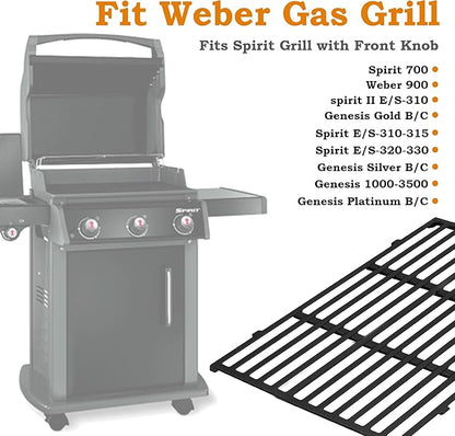 17.5 Inch Grill Grates for Weber Spirit Grill Parts, Spirit 300 Series Parts E310 E215 E320 S310 S320 S315 Gas Grill Cooking Grids, Cast Iron Grill Grates Replacement for Weber 7638 7639