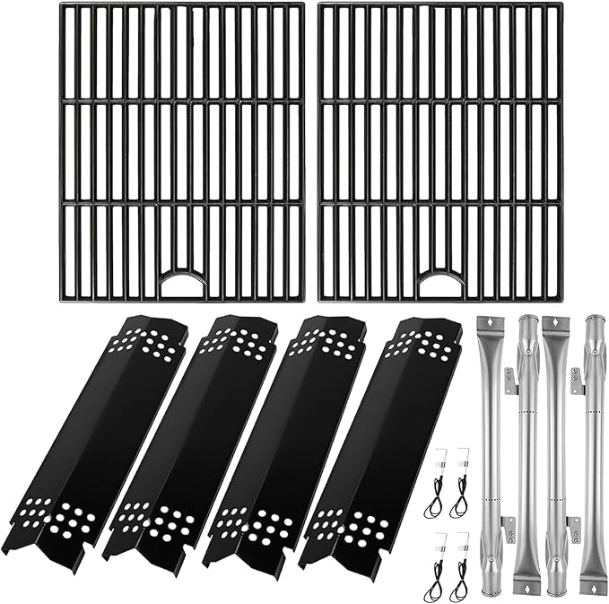 BQMAX Grill Parts for Nexgrill 4 Burner Gas Grill 720-0830H 720-0830 720-0830T, Cooking Grate, Heat Plates Shield and Burner for Nexgrill 4 Burner Replacement Parts for 720-0830h Nexgrill Parts