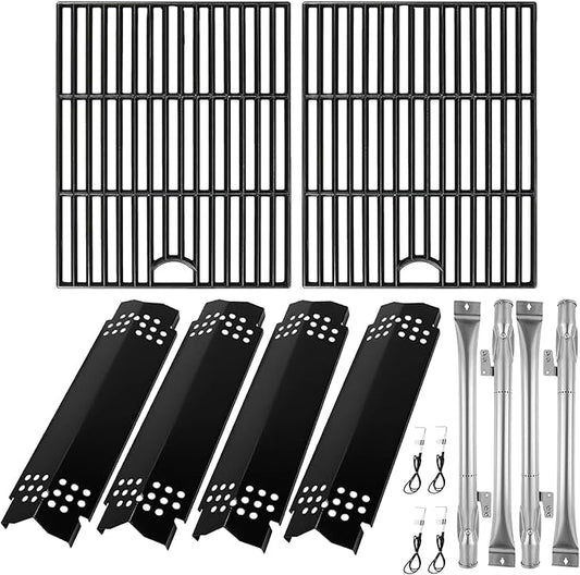 BQMAX Grill Parts for Nexgrill 4 Burner Gas Grill 720-0830H 720-0830 720-0830T, Cooking Grate, Heat Plates Shield and Burner for Nexgrill 4 Burner Replacement Parts for 720-0830h Nexgrill Parts