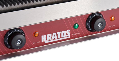 Kratos Commercial Electric Panini Sandwich Grill with Grooved Plates, 18.7" x 9" Cooking Surface, Commercial Countertop Panini Press, 120V, 3500W (29Y-023)
