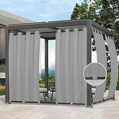 Easy-Going Outdoor Curtains for Patio 1 Panel, 54x108 inch, Light Grey | by Easy-Going