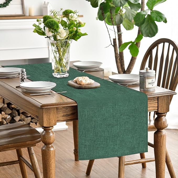 Artoid Mode Forest Green Table Runner, Seasonal Christmas Spring Washable Kitchen Dining Table Decoration for Home Party Decor 13x90 Inch