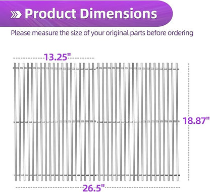 18 7/8" Stainless Steel Genesis 2 Grill Grates for Weber Genesis ii E-310 E-315 E-325 E-330 E-340 S-335 S-340 GS4 Grill Replacement Parts for Weber 66095 Genesis ii 300 LX 300 Series Grills