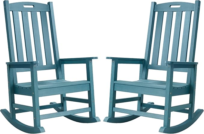 Outdoor Rocking Chairs Set of 2, Oversized Porch Rocker | Weather Resistant by PsilvamGardenFurniture