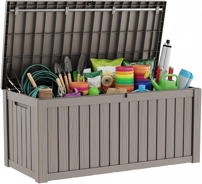 200 Gallon Large Outdoor Storage Box Waterproof, UV Resistant Resin Deck Box - Image 2