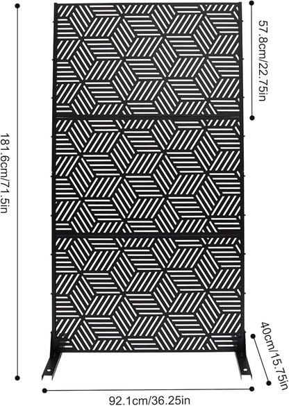Outdoor Privacy Screens Freestanding, Rustproof Metal Decorative Fence Panels, Rhombic Pattern Tall Outdoor Divider Privacy Fence Screens for Outside Backyard Garden Patio,36.25x71.5inch (Black)
