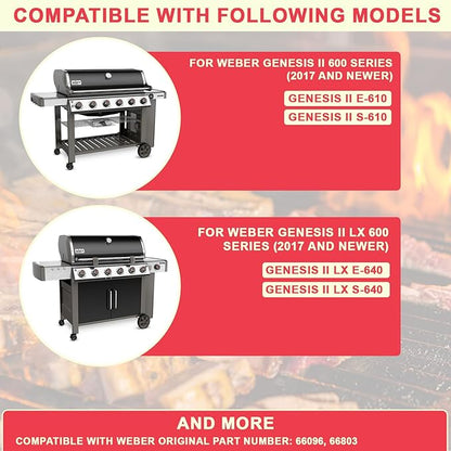 DcYourHome 66803 Genesis II 610 Grill Grates for Weber Genesis GS4 II E-610 S-610 E-640 S-640 Series Replacement Parts, 66096 Grates for Genesis II LX E-640 S-640 Grill Parts, Heavy-Duty Cast Iron