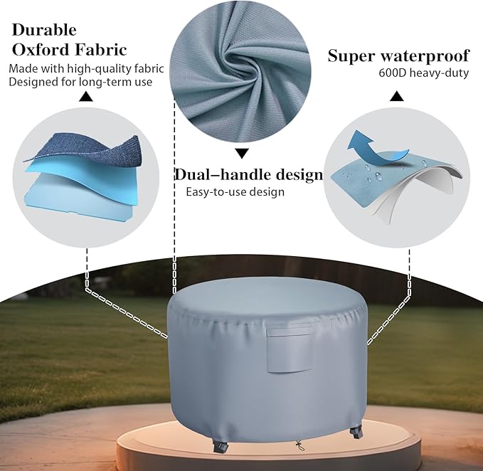 Chinchilla Heavy Duty 50 Inch Round Fire Pit Cover - 100% Waterproof & Weatherproof, Durable All-Season Protection for 48/49/50 Inch Propane Fire Pits and Tables