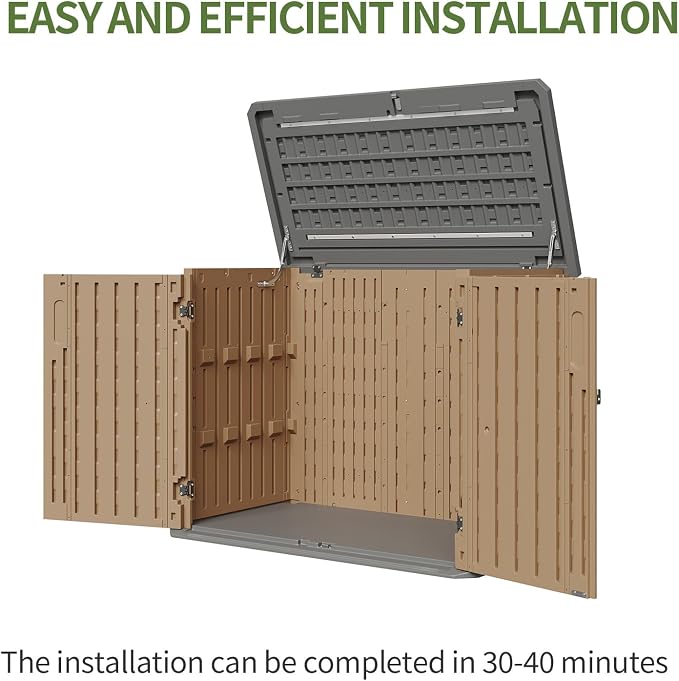 Aoxun Outdoor Storage Cabinet 35 Cu.Ft Outdoor Trash Can Storage Shed, and Lawn - Image 7
