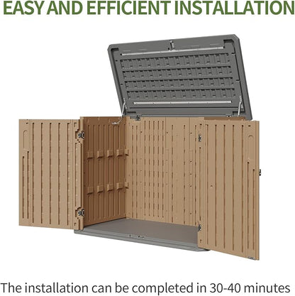 Aoxun Outdoor Storage Cabinet 35 Cu.Ft Outdoor Trash Can Storage Shed, and Lawn - Image 7