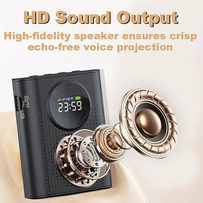 Voice Amplifier with Wireless Microphone for Teachers – Portable Bluetooth Clip-On PA System with Lapel Mic and Speaker for Classroom,Tour Guide, Meeting Presentation, Conference,White