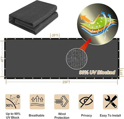 UPGRADE Privacy Fence Screen 5'x80' Dark Grey Outdoor 90% Visibility Blockage 170 GSM Mesh Shade Cover Panels for Backyard,Balcony,Home Decoration with Zip Ties,Customized Avaliable