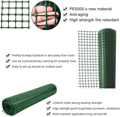 Plastic Garden Fence Animal Barrier,3.28 x 66 FT Heavy Duty Hard Plastic Mesh Fencing,Reusable Safety Temporary Fence Roll with Zip Ties,Snow Fence for Pool Deer Rabbit Chicken Dog Poultry-Green