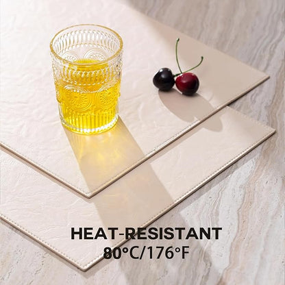 Faux Leather Placemats Set of 8 Vinyl Washable Wipeable Table Mats for Kitchen Dining Table Heat Resistant Waterproof Modern Indoor/Outdoor Placemats Non-Slip Easy Clean Place Mats (Beige)