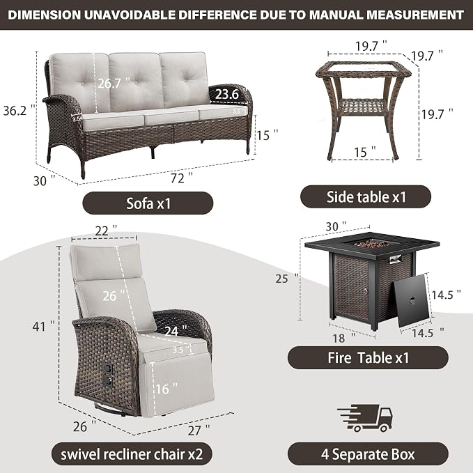 5 Piece Wicker Patio Furniture Set - Image 2