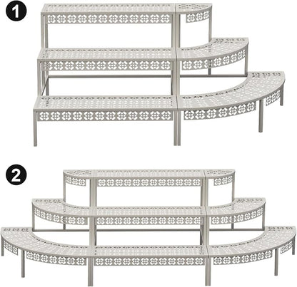 aboxoo 3-Tier Metal Plant Stand, Quarter Round Stair-Step Corner Shelf | Holds - Image 9