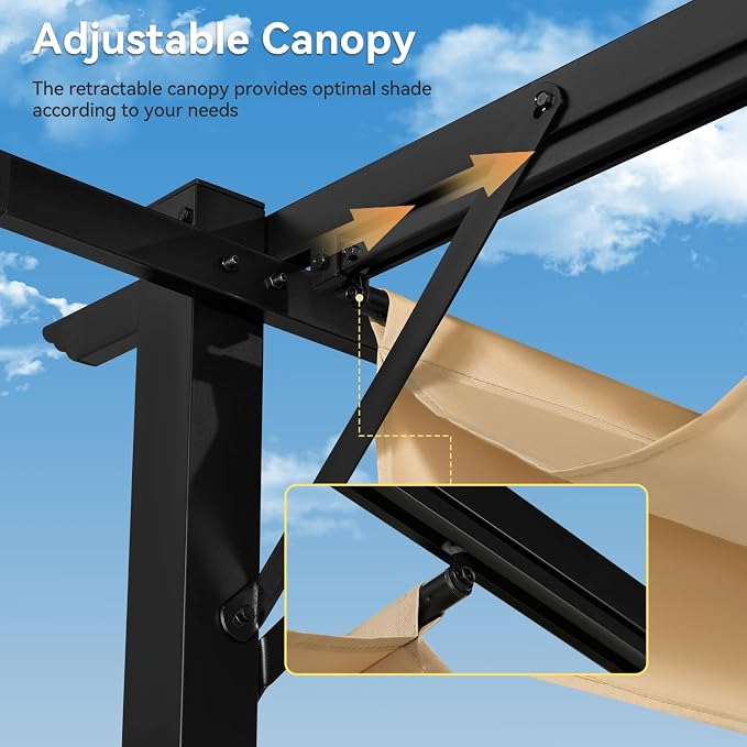 Aoxun 10'x10' Retractable Pergola - Image 3