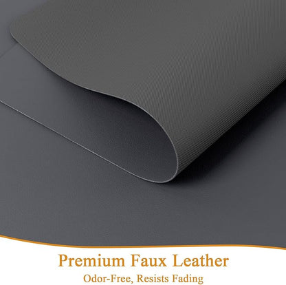 SHACOS Placemats Set of 6 Faux Leather Waterproof Leakproof Wipeable PU Non-Slip Vinyl Place Mats Heat Resistant Table Mats for Kitchen Dining Table Indoor Outdoor, Dark Grey
