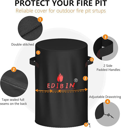 31 inch Round Fire Pit Cover for Bali Outdoors 30 in Round Fire Pit Table, 31" D x 25.5" H Waterproof Cover for Bali Outdoors 30inchFire Pit