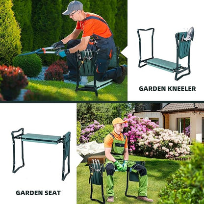2-in-1 Garden Kneeler & Seat, Folding Seat w/EVA Foam Kneeling Pad & Removable - Image 4
