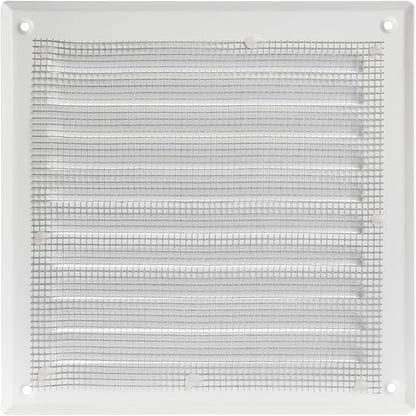 Square Ventilation Grille / 6" x 6" Inch Inside Measurement/White Metal Air Vent Louver - Inside/Outside use - / 7.7" x 7.7" Inch Outer Measurement