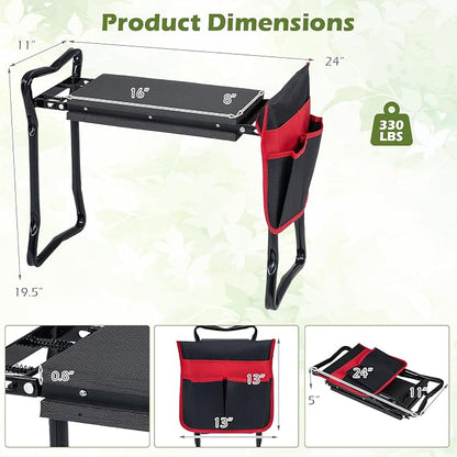 2-in-1 Garden Kneeler and Seat, Folding Garden Seat w/EVA Foam Kneeling Pad & - Image 2