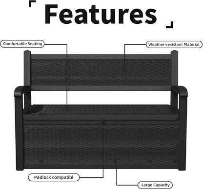80 Gallon Storage Bench Deck Box Resin Patio Furniture - Image 4