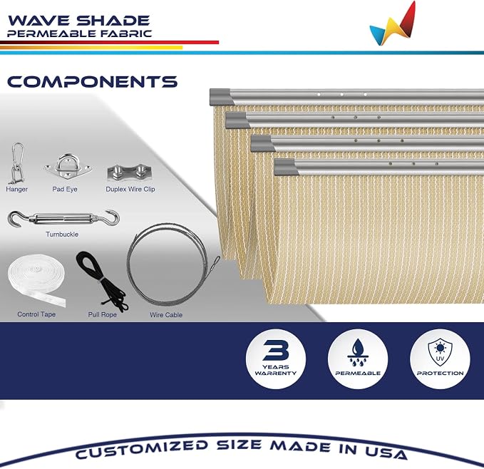 Windscreen4less 3' x 4' Retractable Sun Shade Canopy Cover Sliding Wave Shade - Image 4
