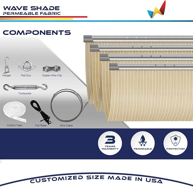 Windscreen4less 3' x 29' Retractable Sun Shade Canopy Cover Sliding Wave Shade - Image 4