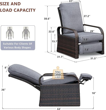 Outdoor Wicker Recliner Chair - Image 2